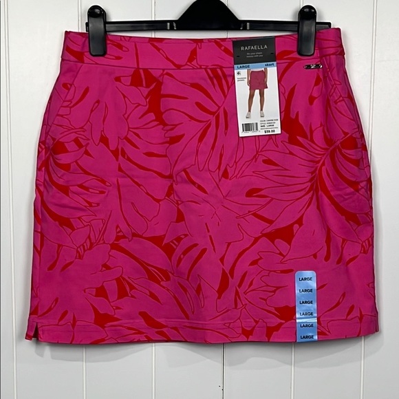 Rafaella Womens Skort L Carmine Rose Stretch Waist Pockets Viscose Blend NWT - Picture 1 of 11